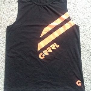 GRRRL Clothing Orange Two Stripe Muscle Tee